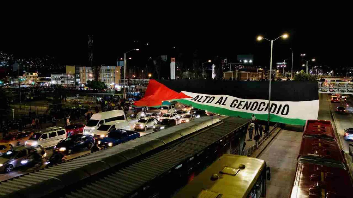 Bandera gigante de Palestina fue desplegada en la previa del juego Millonarios-Palestino
