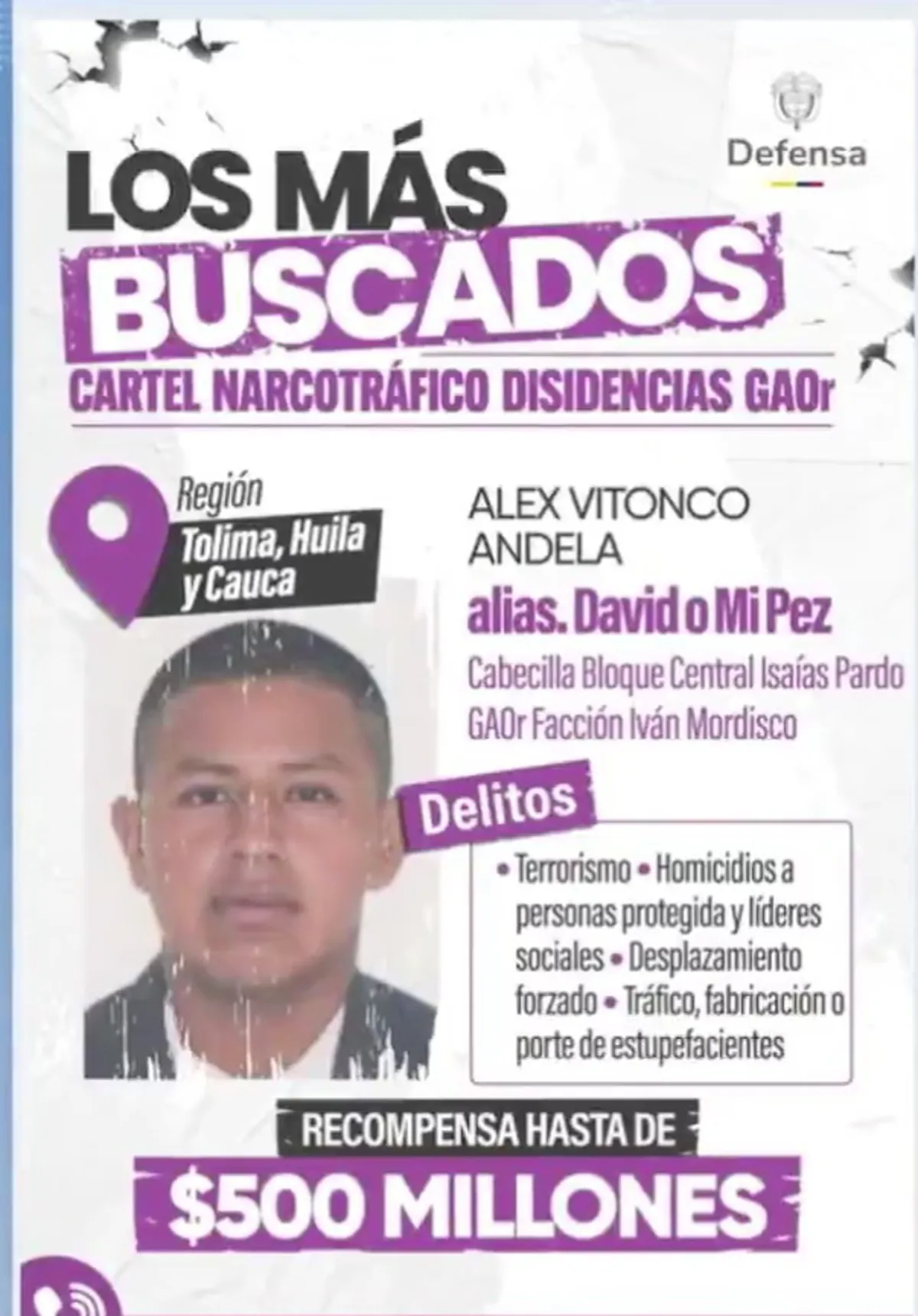 Disidencias Farc: capturan a alias ‘Mi Pez’, cabecilla buscado con recompensa de $1.000 millones