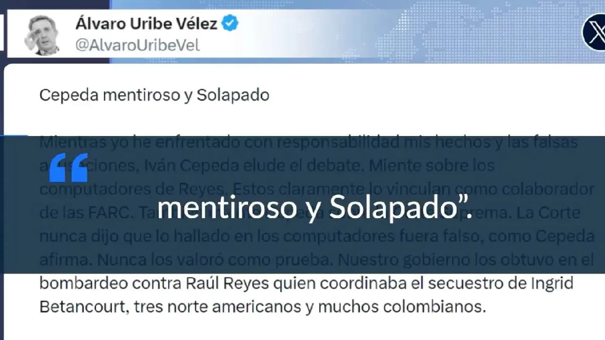 Uribe llama a Cepeda ‘mentiroso y solapado’ a días de las elecciones del 31 de mayo