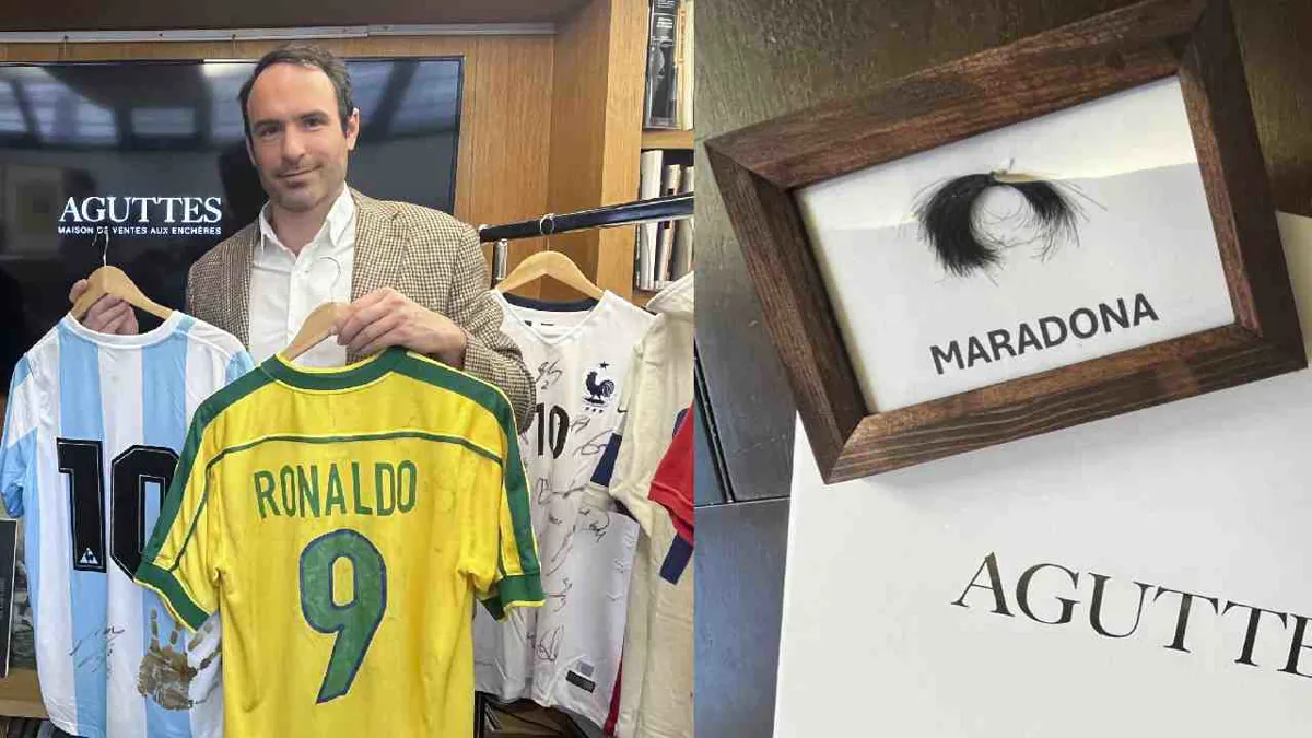 Subastan camiseta de Ronaldo de final del mundial 98 y un mechón de cabello de Maradona