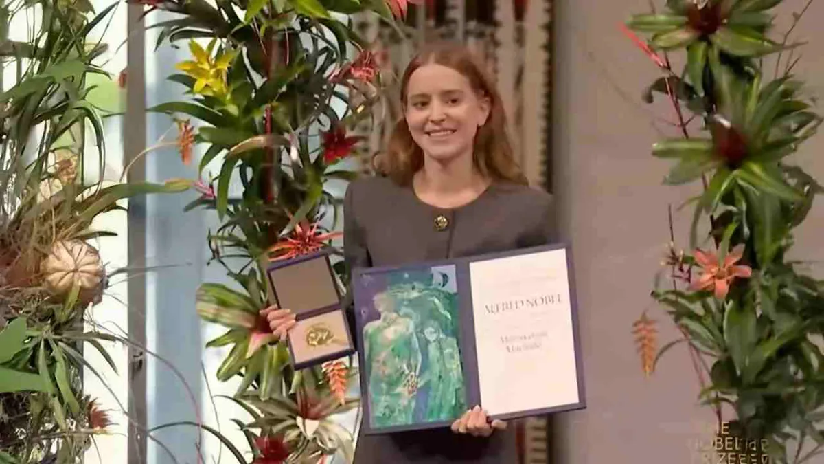 Hija de María Corina Machado recibe en su nombre el Nobel de Paz