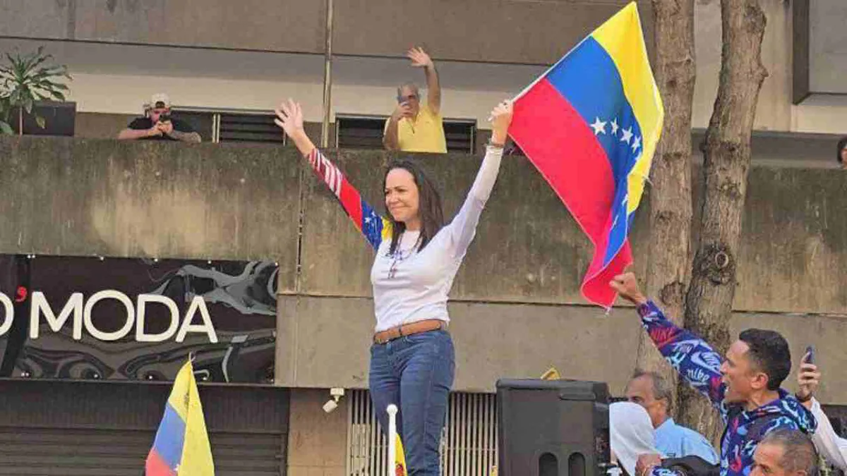 María Corina Machado fue detenida al término de la manifestación en Caracas, denuncia su partido