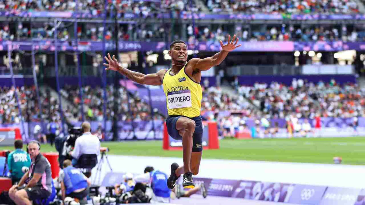 Arnovis Dalmero, en la final de salto largo en los Juegos Olímpicos de París 2024