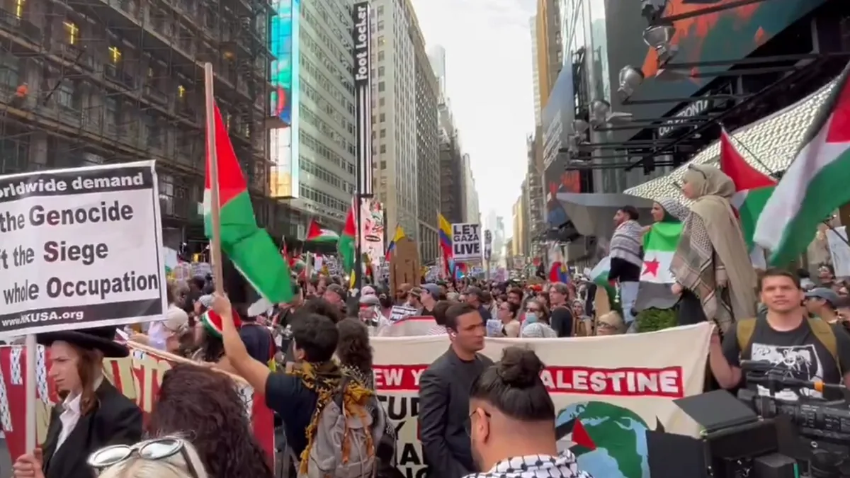 Marcha en Nueva York contra Benjamín Netanyahu y la guerra de Gaza