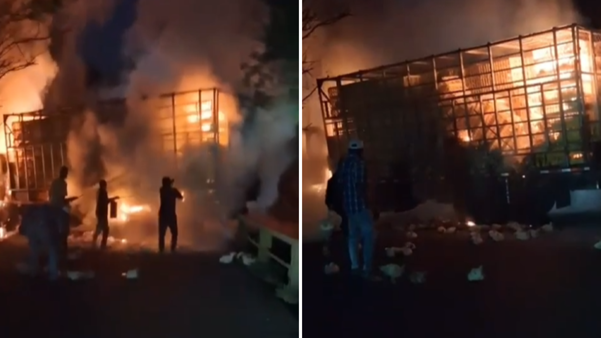 Otro ataque en Jamundí: disidencias de las Farc incendian camión con pollos en puente de Río Claro