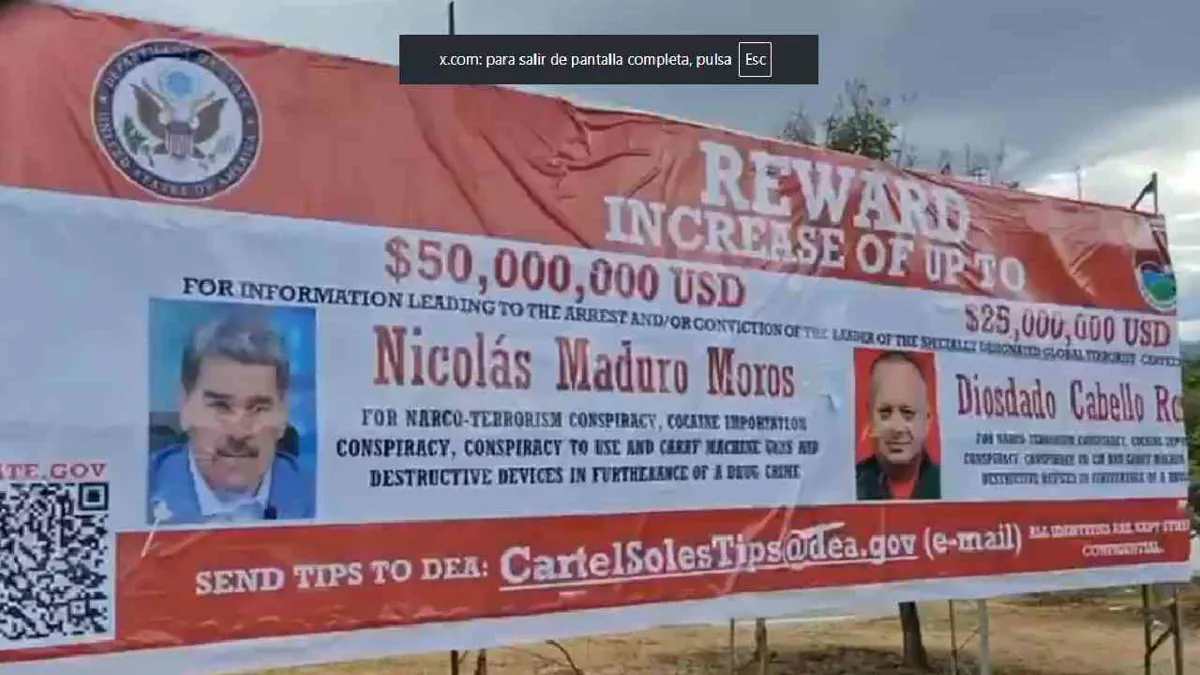 Valla con recompensa por Maduro y Cabello aparece en la frontera de Colombia con Venezuela